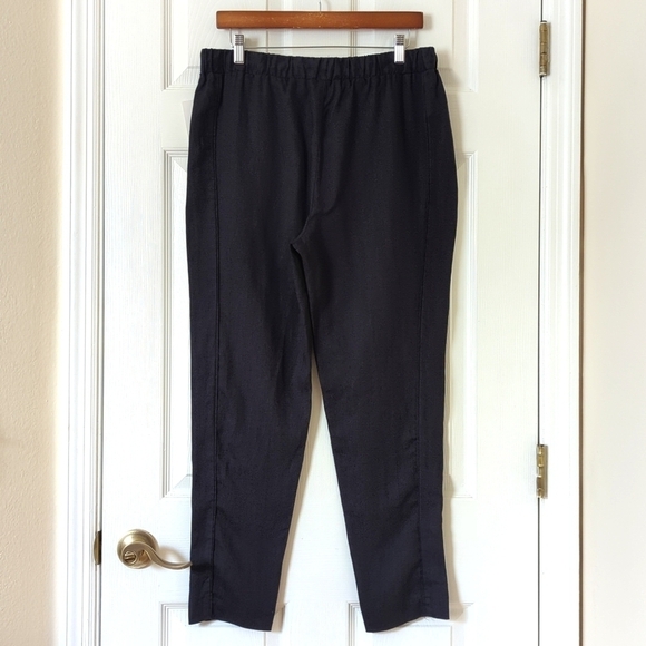 Ellen Tracy 100% Linen High Waisted Slim Tapered Leg Soft Pants Ink Navy Medium - Picture 4 of 14